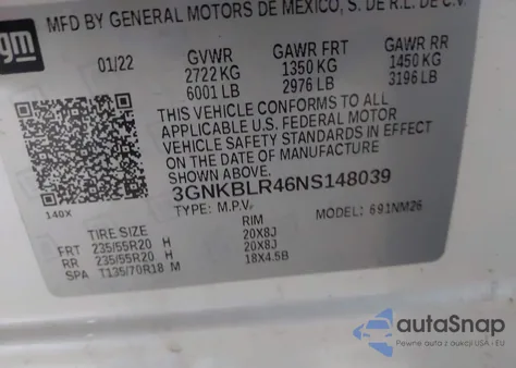 2022 Chevrolet Blazer Awd Premier z USA, uszkodzony, nr VIN 3GNKBLR46NS148039